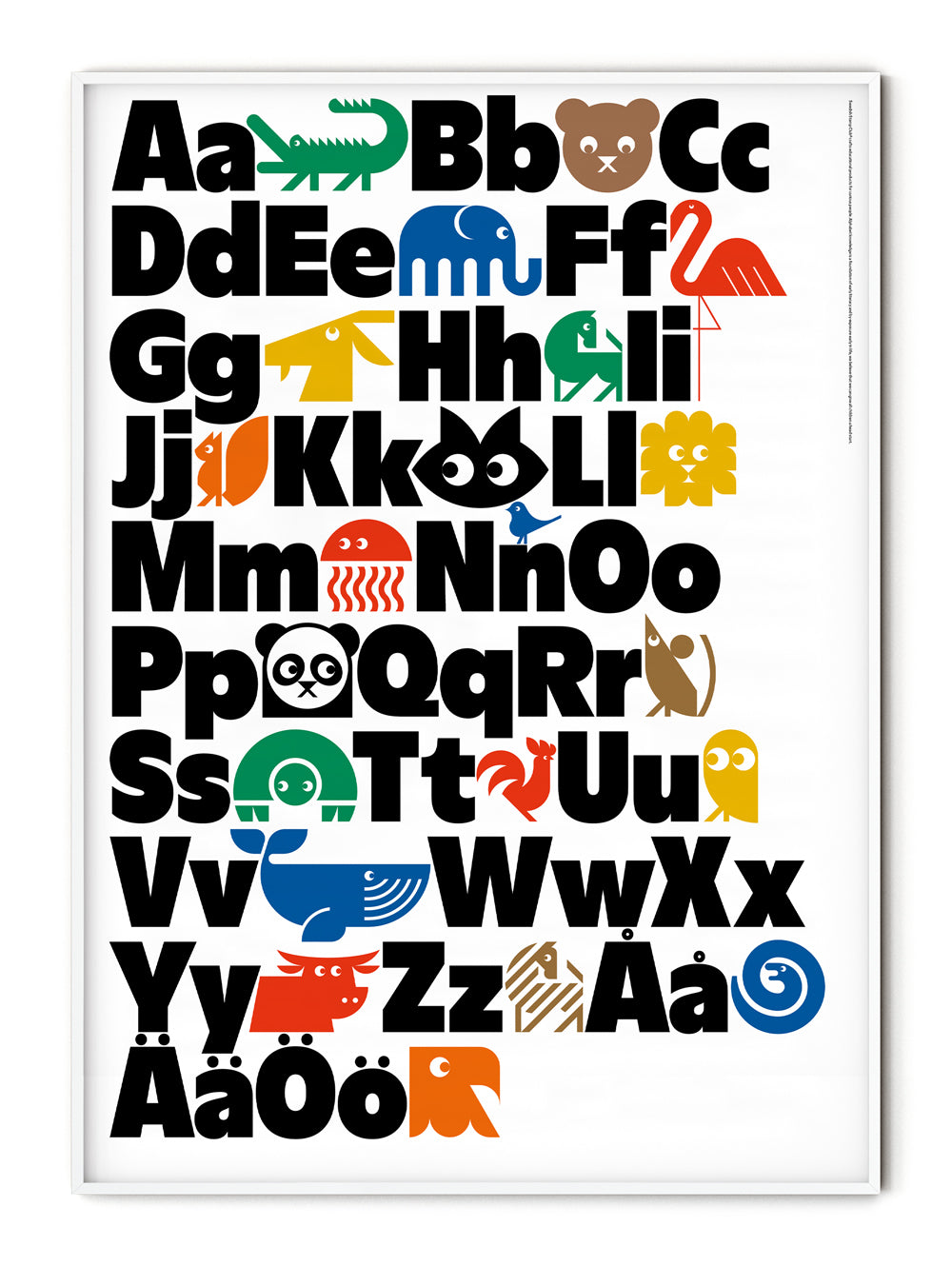 Animal Alphabet Swedish Poster